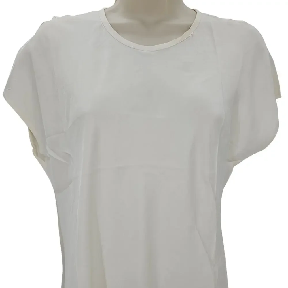 J. Crew Womans size S Drapey Crewneck Satin T-Shirt Top Blouse White CD050 NEW